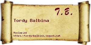 Tordy Balbina névjegykártya